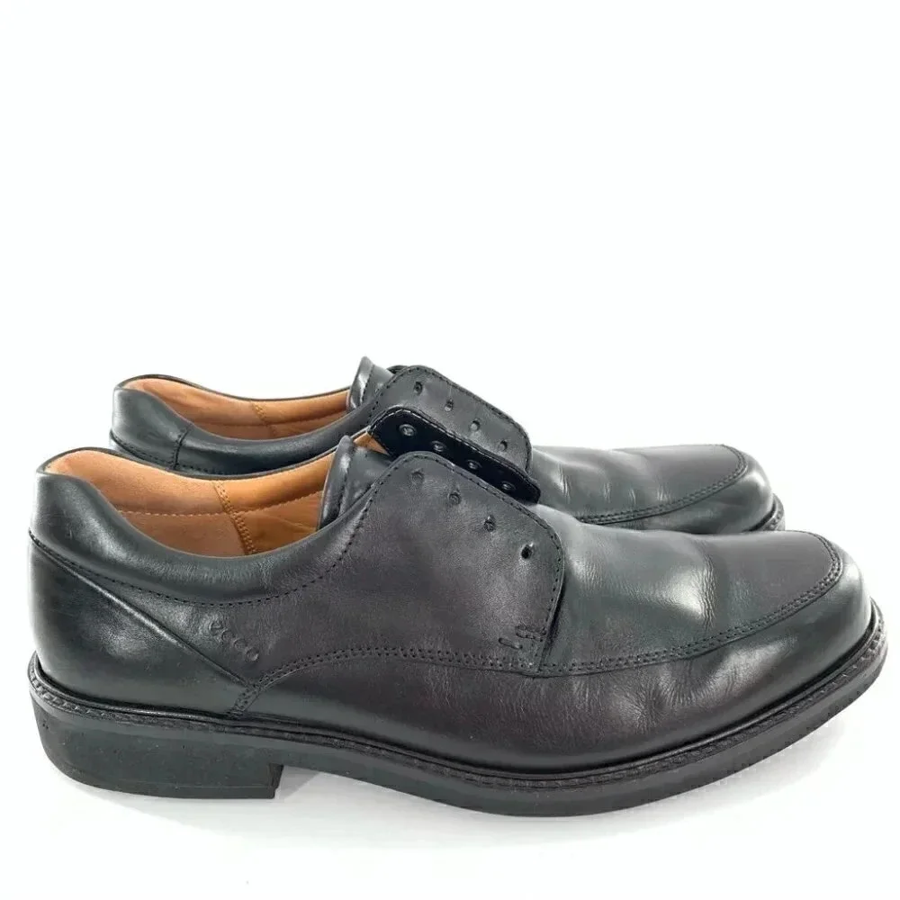 Ecco Mens lace up oxfords size 44 10-10.5 black leather comfort orthopedic
